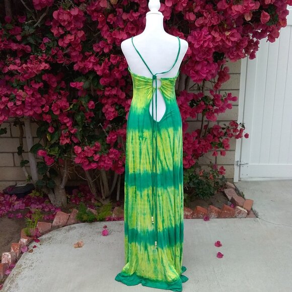 Michelle Jones Dress Women's Maxi Size Med Green Tie-Dye Festival - Picture 2 of 8